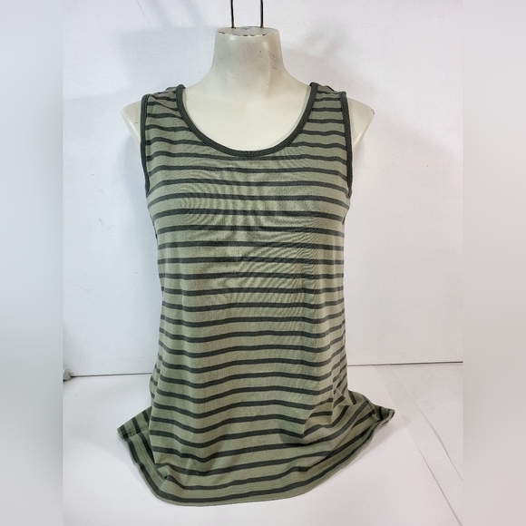 Land's End Green Stripped Long Tank Top - Picture 5 of 7